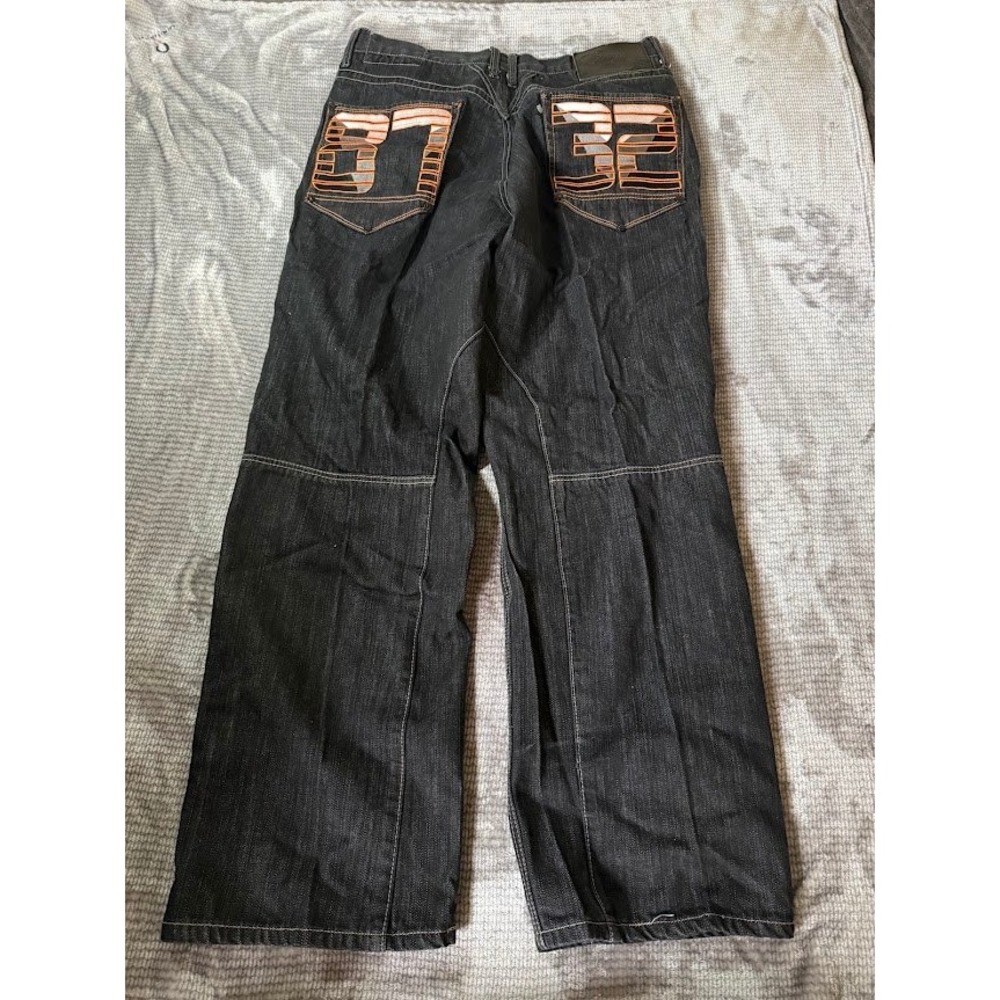 Eight 732 Mens Dark Wash Wide Leg Denim Jeans Streetwear Y2K Black 44x32